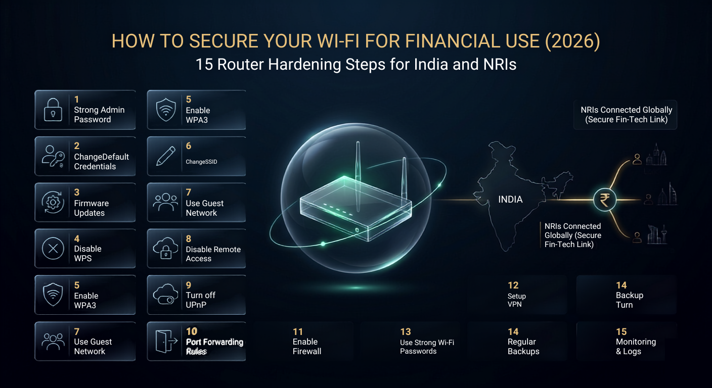 How to Secure Your Wi-Fi for Financial Use (2026): 15 Router Hardening Steps for India and NRIs